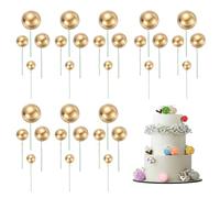 sourcing map 32Pcs Cake Toppers Foam Ball, Cupcake Insert Cake Toppers Cupcakes Decoration Balls for Theme Birthday Party Favors Wedding Halloween Christmas Supplies, Gold