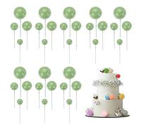 sourcing map 32Pcs Cake Toppers Foam Ball, Cupcake Insert Cake Toppers Cupcakes Decoration Balls for Theme Birthday Party Favors Wedding Halloween Christmas Supplies, Matcha Green