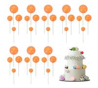 sourcing map 32Pcs Cake Toppers Foam Ball, Cupcake Insert Cake Toppers Cupcakes Decoration Balls for Theme Birthday Party Favors Wedding Halloween Christmas Supplies, Orange
