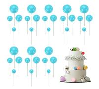 sourcing map 32Pcs Cake Toppers Foam Ball, Cupcake Insert Cake Toppers Cupcakes Decoration Balls for Theme Birthday Party Favors Wedding Halloween Christmas Supplies, Lake Blue