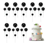 sourcing map 32Pcs Cake Toppers Foam Ball, Cupcake Insert Cake Toppers Cupcakes Decoration Balls for Theme Birthday Party Favors Wedding Halloween Christmas Supplies, Black