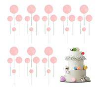 sourcing map 32Pcs Cake Toppers Foam Ball, Cupcake Insert Cake Toppers Cupcakes Decoration Balls for Theme Birthday Party Favors Wedding Halloween Christmas Supplies, Deep Pink