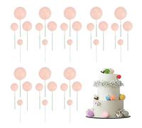 sourcing map 32Pcs Cake Toppers Foam Ball, Cupcake Insert Cake Toppers Cupcakes Decoration Balls for Theme Birthday Party Favors Wedding Halloween Christmas Supplies, Matte Pink