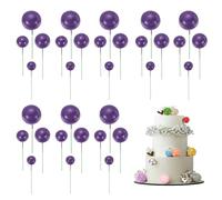 sourcing map 32Pcs Cake Toppers Foam Ball, Cupcake Insert Cake Toppers Cupcakes Decoration Balls for Theme Birthday Party Favors Wedding Halloween Christmas Supplies, Deep Purple