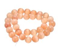 sourcing map 32pcs Champagne Cat's Eye Stone Beads 12mm Round Smooth Gemstone Crystal Loose Bead for Jewelry Making Bracelets Necklace Earrings DIY