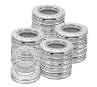 sourcing map 32pcs Curtain Grommets, 1-5/7"(42 mm) ID Pattern Window Curtain Panels Eyelet Rings Low-Noise Sliding Roman Curtain Hardware Clip Rings for Home Curtain Rod, Bright Silver