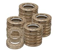 sourcing map 32pcs Curtain Grommets, 1-5/7"(42 mm) ID Pattern Window Curtain Panels Eyelet Rings Low-Noise Sliding Roman Curtain Hardware Clip Rings for Home Curtain Rod, Coffee