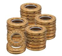 sourcing map 32pcs Curtain Grommets, 1-5/7"(42 mm) ID Pattern Window Curtain Panels Eyelet Rings Low-Noise Sliding Roman Curtain Hardware Clip Rings for Home Curtain Rod, Sand Gold