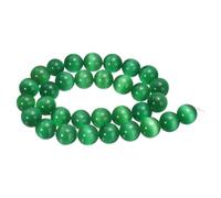sourcing map 32pcs Dark Green Cat's Eye Stone Beads 12mm Round Smooth Gemstone Crystal Loose Bead for Jewelry Making Bracelets Necklace Earrings DIY