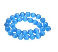 sourcing map 32pcs Ink Blue Cat's Eye Stone Beads 12mm Round Smooth Gemstone Crystal Loose Bead for Jewelry Making Bracelets Necklace Earrings DIY