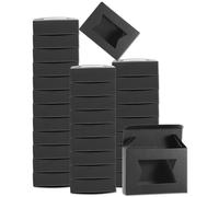 Sourcing Map 32Pcs Kraft Soap Packaging Boxes 2.8x3.8x1.2 Inch With Window - Mini Present Treat Gift Box for Bakery, Candy, Jewelry Display (Special Shape, Black)