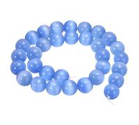 sourcing map 32pcs Light Blue Cat's Eye Stone Beads 12mm Round Smooth Gemstone Crystal Loose Bead for Jewelry Making Bracelets Necklace Earrings DIY