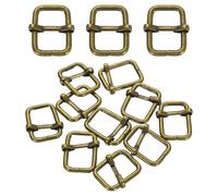 sourcing map 32Pcs Metal Roller Buckle, 5/8"(15mm) Adjustable Tri-Glides Slide Buckles Strap Belt Keeper with Movable Bar for Bag Purse Making, Bronze, 26mm
