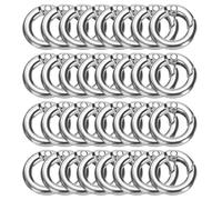 sourcing map 32pcs Metal Spring O Rings 0.4" Trigger Spring Keyrings Buckle Round Snap Clip for DIY Keychains Bag Purse Handbag, Silver Tone