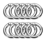 sourcing map 32pcs Metal Spring O Rings 0.5" Trigger Spring Keyrings Buckle Round Snap Clip for DIY Keychains Bag Purse Handbag, Silver Tone