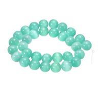 sourcing map 32pcs Pale Green Cat's Eye Stone Beads 12mm Round Smooth Gemstone Crystal Loose Bead for Jewelry Making Bracelets Necklace Earrings DIY