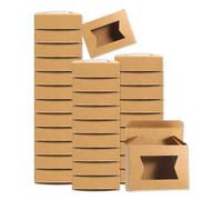 sourcing map 32Pcs Soap Packaging Boxes 2.8x3.8x1.2 Inch Kraft Soap Box with Window Mini Soap Present Treat Gift Box for Bakery Candy Packaging Jewelry Display (Special Shape, Brown)