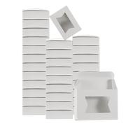 sourcing map 32Pcs Soap Packaging Boxes 2.8x3.8x1.2 Inch Kraft Soap Box with Window Mini Soap Present Treat Gift Box for Bakery Candy Packaging Jewelry Display (Special Shape, White)