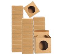 sourcing map 32Pcs Soap Packaging Boxes 3x3x1.2 Inch Kraft Soap Box Mini Soap Present Treat Gift Box for Bakery Candy Packaging Jewelry Display (Brown)