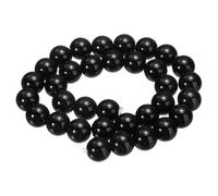 sourcing map 32pcs Solid Black Cat's Eye Stone Beads 12mm Round Smooth Gemstone Crystal Loose Bead for Jewelry Making Bracelets Necklace Earrings DIY
