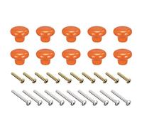 sourcing map 32x24mm Ceramic Drawer Knobs, 10pcs Mushroom Shape Door Pull Handles Orange