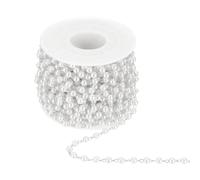 sourcing map 33 Feet Pearl Beaded Chains Roll, 4mm Faux Pearls Beads Garland String Bulk with Spool for Jewelry Making DIY Craft, Bright Silver