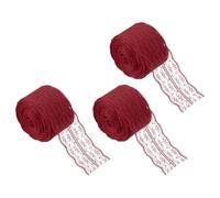 sourcing map 33 Yard Lace Trim Ribbon, 1.8 Inch Wide Vintage Floral Pattern Crochet Lace Edge Ribbon Trimming for DIY Sewing Crafts Gift Wrap Wedding Dress Home Decoration(Wine Red, 3 Roll)