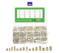sourcing map 330Pcs M2 M3 M4 M5 Knurled Insert Nuts, Brass Knurled Threaded Embedment Nuts 3D Printing Brass Nuts for 3D Printing Parts Laptop Automotive Plastic Shell