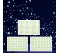 sourcing map 333 Pcs Glow in the Dark Stars for Ceiling, Glowing Galaxy Wall Decal Green Luminous Adhesive Wall Star Stickers 3D Glowing Stickers for Bedroom Living Room Decoration