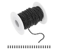 sourcing map 33ft Ball Bead Chain, Stainless Steel Ball Chain Roll with 20pcs Connectors for Hanging Ornament Dog Tags Keychain Christmas Decoration (Black, 3mm OD)