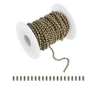 sourcing map 33ft Ball Bead Chain, Stainless Steel Ball Chain Roll with 20pcs Connectors for Hanging Ornament Dog Tags Keychain Christmas Decoration (Bronze, 3mm OD)