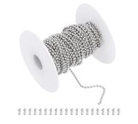 sourcing map 33ft Ball Bead Chain, Stainless Steel Ball Chain Roll with 20pcs Connectors for Hanging Ornament Dog Tags Keychain Christmas Decoration (Silver, 2.4mm OD)