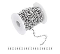 sourcing map 33ft Ball Bead Chain, Stainless Steel Ball Chain Roll with 20pcs Connectors for Hanging Ornament Dog Tags Keychain Christmas Decoration (Silver, 4mm OD)