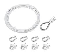sourcing map 33ft Wire Rope 304 Stainless Steel Cable, 2mm Vinyl Coated with 4pcs Screw Chuck and Thimble for Railing, Decking, Hanging, Clothes Lines, White 10m