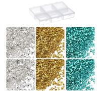 sourcing map 33g Crushed Glass 1-3mm 3 Colors Shiny Electroplating Irregular Broken Glass Chips for Crafts DIY Resin Art Decoration Mold Vase Filler, Blue Gold Tone Silver Tone