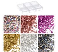 sourcing map 33g Crushed Glass 1-3mm 6 Colors Shiny Electroplating Irregular Broken Glass Chips for Crafts DIY Resin Art Decoration Mold Vase Filler, Red Golden Color Series
