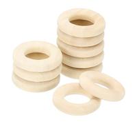 sourcing map 35 Pcs 25mm/1" Unfinished Natural Wooden Rings, 0.24" Thick Smooth Solid Wood Ring Circles Without Paint for Crafts Jewelry Making DIY Macrame Pendant Connectors (Wood Color)