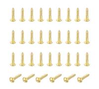 sourcing map 35 Pcs Brass Screws, M2.5 x 10mm Solid Slotted Round Head Self-Tapping Wood Screw Fasteners for Woodworking Furniture Repair Photo Frame Drywall Home Appliances, Gold