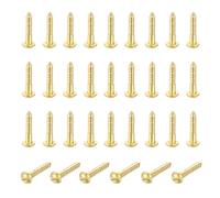 sourcing map 35 Pcs Brass Screws, M2.5 x 12mm Solid Slotted Round Head Self-Tapping Wood Screw Fasteners for Woodworking Furniture Repair Photo Frame Drywall Home Appliances, Gold