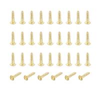 sourcing map 35 Pcs Brass Screws, M3 x 12mm Solid Slotted Round Head Self-Tapping Wood Screw Fasteners for Woodworking Furniture Repair Photo Frame Drywall Home Appliances, Gold