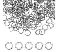 sourcing map 350pcs Open Jump Rings, 4mm Stainless Steel Split O Rings 0.7mm Thick Connector Ring for Bracelet Necklace Pendant Jewelry Keychain DIY Craft Making, Silver
