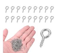 sourcing map 350Pcs Screw Hooks Eyes, M1.2x10mm 304 Stainless Steel Small Eye Bolts Screw, Self Tapping Eye Bolts Closed-End for DIY Handwork Wooden Clay Pendants Cork Bottles, Silver Tone