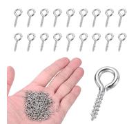 sourcing map 350Pcs Screw Hooks Eyes, M1.2x12mm 304 Stainless Steel Small Eye Bolts Screw, Self Tapping Eye Bolts Closed-End for DIY Handwork Wooden Clay Pendants Cork Bottles, Silver Tone