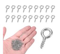 sourcing map 350Pcs Screw Hooks Eyes, M1x8mm 304 Stainless Steel Small Eye Bolts Screw, Self Tapping Eye Bolts Closed-End for DIY Handwork Wooden Clay Pendants Cork Bottles, Silver Tone