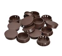 sourcing map 35mm/1.38" Plastic Hole Plugs, 16Pcs Flush Type Panel Round Snap in Fastener Knockout Locking Plugs for Furniture Insert End Caps Panels, Brown