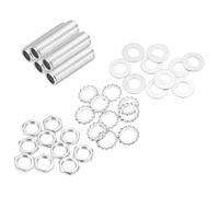 sourcing map 35Pcs 1.6" Lamp Pipe Nipples Kit with Hex Nuts Washers, 1/4IP All Threaded 1/2" Outer Diameter Lamp Rod Hollow Tube Fasteners for Lamp Assembly Chandelier DIY Repair, Silver