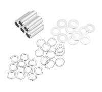 sourcing map 35Pcs 1" Lamp Pipe Nipples Kit with Hex Nuts Washers, 1/4IP All Threaded 1/2" Outer Diameter Lamp Rod Hollow Tube Fasteners for Lamp Assembly Chandelier DIY Repair, Silver