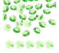 sourcing map 35Pcs 14mm Crystal Octagon Beads, 2-Hole Glass Suncatcher Beads, Chandelier Prisms Parts Hanging Pendants for Home DIY Arts Crafts Decoration, Light Green