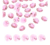 sourcing map 35Pcs 14mm Crystal Octagon Beads, 2-Hole Glass Suncatcher Beads, Chandelier Prisms Parts Hanging Pendants for Home DIY Arts Crafts Decoration, Pink