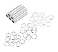 sourcing map 35Pcs 2.2" Lamp Pipe Nipples Kit with Hex Nuts Washers, 1/4IP All Threaded 1/2" Outer Diameter Lamp Rod Hollow Tube Fasteners for Lamp Assembly Chandelier DIY Repair, Silver